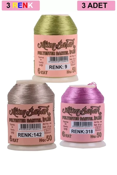 3 Adet Altınbaşak Oya ve Dantel İpi 20 gr - Royaleks - No: 142 - 318 - 009 ürün görseli 1