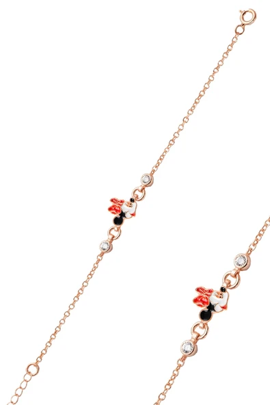 925 Ayar Gümüş Çocuk Bilekliği -  Rose Kaplama Mineli Bebek Künyesi SGTL13334ROSE ürün görseli 1