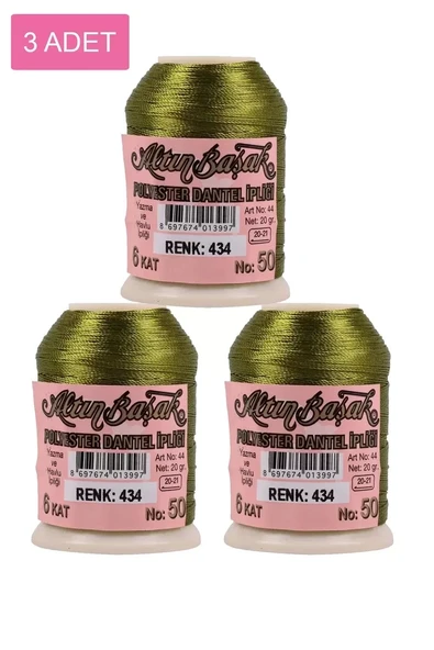3 Adet Altınbaşak Oya ve Dantel İpi 20 gr - Royaleks - No: 434 ürün görseli 1