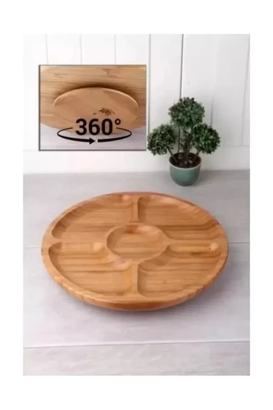 Döner Bambu Sunum Tabağı 5 Bölmeli 25 Cm Royaleks-DS2525 ürün görseli 1