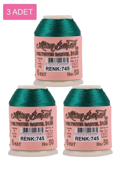 3 Adet Altınbaşak Oya ve Dantel İpi 20 gr - Royaleks - No: 745 ürün görseli 1