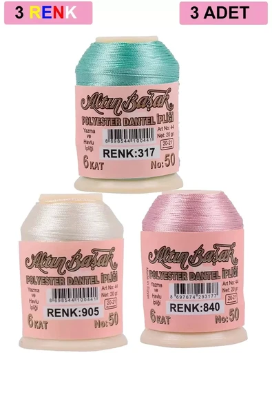 3 Adet Altınbaşak Oya ve Dantel İpi 20 gr - Royaleks - No: 905 - 840 - 317 ürün görseli 1