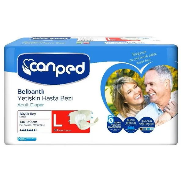 Canped Belbantlı Yetişkin Hasta Bezi Large 30'lu ürün görseli 1