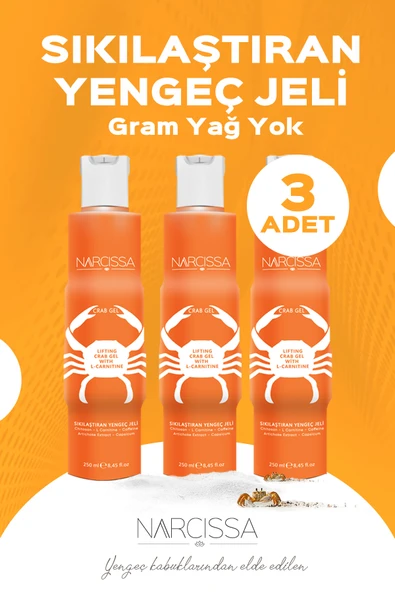 Narcissa 3 Adet - Sıkılaştırıcı Yengeç Jeli, Selülit Ve Çatlak Giderici Jel 250ml ürün görseli 1