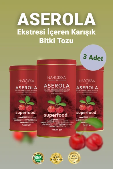 Narcissa 3 Adet - Aserola Ekstresi içeren Karışık Bitki Tozu - Aserola Detoks Form Çayı ürün görseli 1