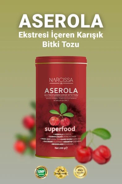 Narcissa Aserola Ekstresi içeren Karışık Bitki Tozu - Aserola Detoks Form Çayı ürün görseli 1