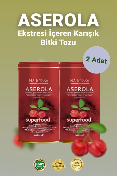 Narcissa 2 Adet - Aserola Ekstresi içeren Karışık Bitki Tozu - Aserola Detoks Form Çayı ürün görseli 1