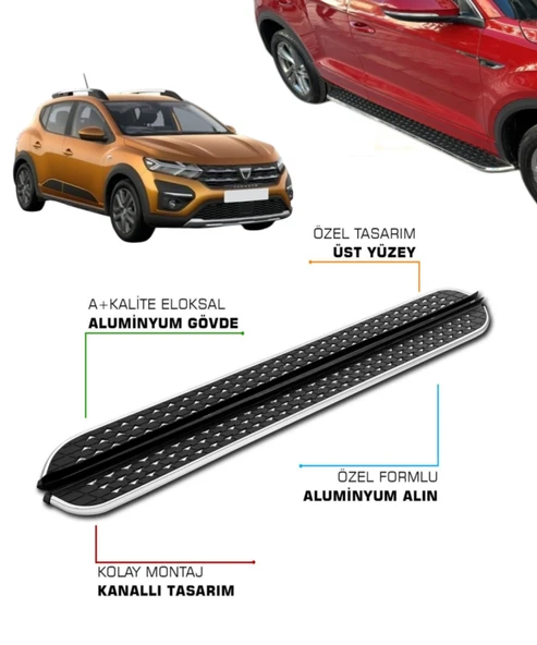 DACIA SANDERO 3 STEPWAY UYUMLU 2021 2022 2023 2024 2025 2026 2027 ARACA ÖZEL YAN BASAMAK ürün görseli 1
