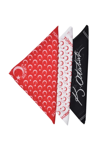 artıbir bodrum Bandana Ay Yıldız Kırmızı Beyaz Siyah ürün görseli 1
