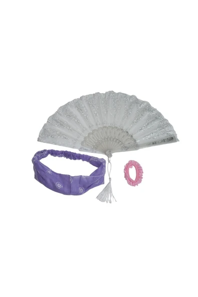YELPAZE DÜNYASI Yelpaze Simli Beyaz & Bandana Seti ürün görseli 1