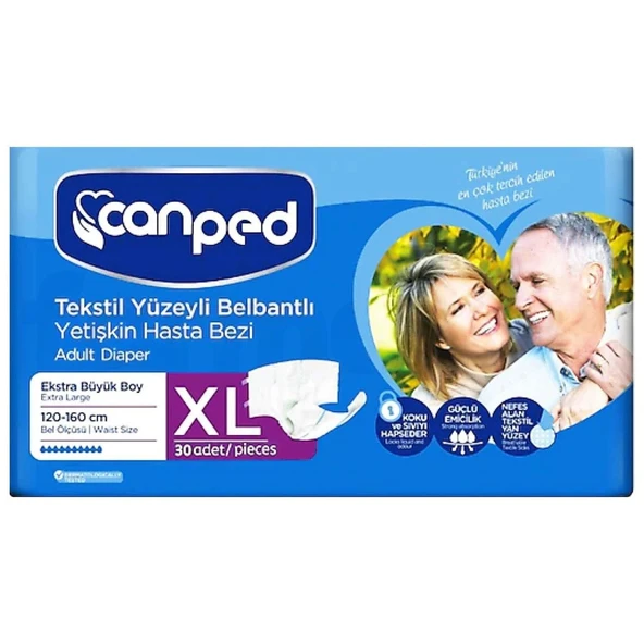 Canped Tekstil Yüzey Belbantlı Hasta Bezi xLarge 30'lu ürün görseli 1