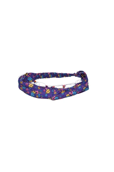 artıbir bodrum Lastikli Paraşüt Bandana Çiçekli Boncuklu Mor ürün görseli 1