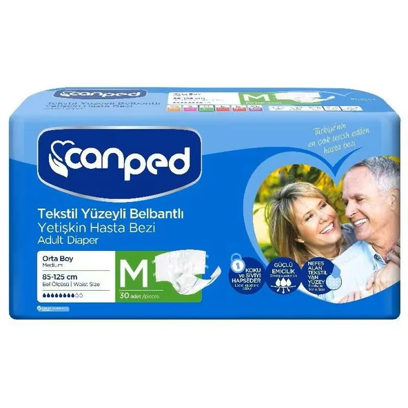 Canped Belbantlı Tekstil Yüzeyli Hasta Bezi Medium 30'lu ürün görseli 1