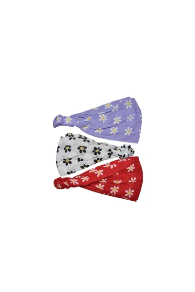 artıbir bodrum Lastikli Paraşüt Bandana Papatya Desenli 3 lü set ürün görseli 1