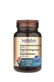 Validus Magnezyum Complex Bisglycinate Taurat Malat Vitamin B6 Vitamin D3 1000 Ünite 30 Tablet ürün görseli 1