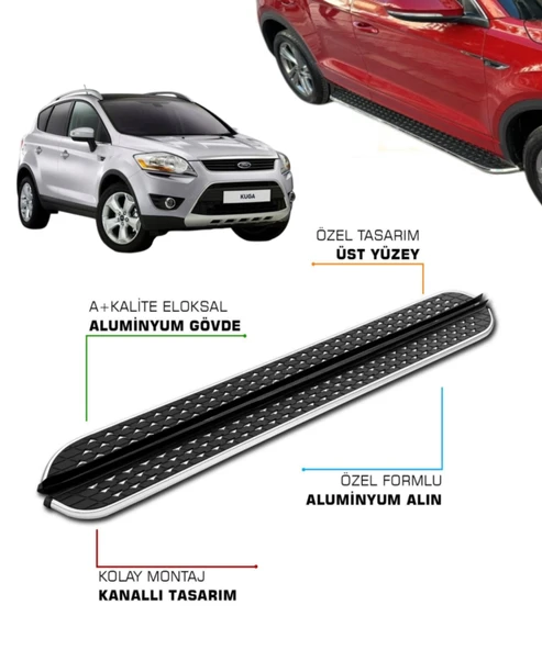 FORD KUGA UYUMLU 2008 2009 2010 2011 2012 2013 ARACA ÖZEL YAN BASAMAK ürün görseli 1
