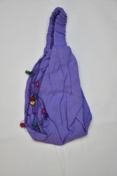 artıbir bodrum Lastikli Boncuklu Düz Renk Mor Paşüt model Saç Bandı Bandana ürün görseli 1