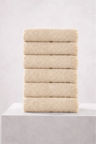 6'lı Agora Krem El Havlusu - 50x80 Cm, 170 Gr, %100 Pamuk, Spa Ve Otel Havlusu ürün görseli 1