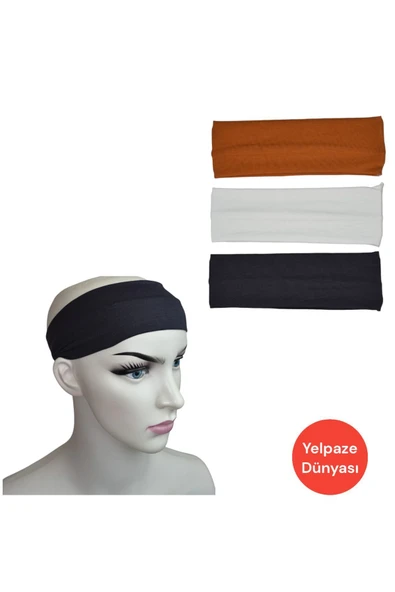 YELPAZE DÜNYASI 5 AL 4 ÖDE KAMPANYALI %100 PAMUK SPOR GÜNLÜK SAÇ BANDI 3 LÜ SET ürün görseli 1