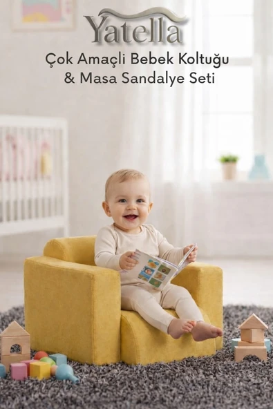 Yatella Çok Amaçlı Bebek Koltuğu & Masa Sandalye Seti - SARI ürün görseli 1