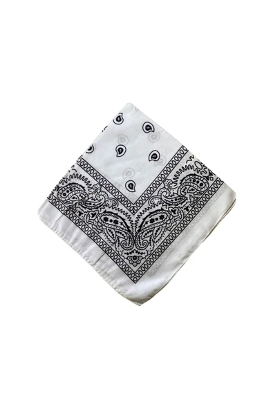 artıbir bodrum Desenli Beyaz Bandana ürün görseli 1