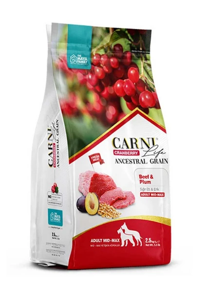 Carni Life Dana Etli Ve Erikli Orta Ve Büyük Irk Yetişkin Köpek Maması 2.5 Kg ürün görseli 1