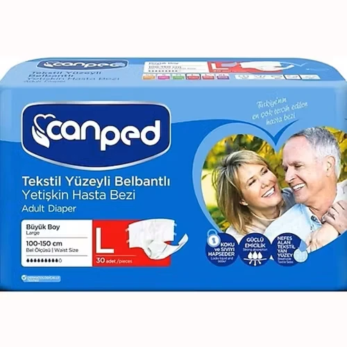 Canped Tekstil Yüzey Belbantlı Hasta Bezi Large 30'lu ürün görseli 1