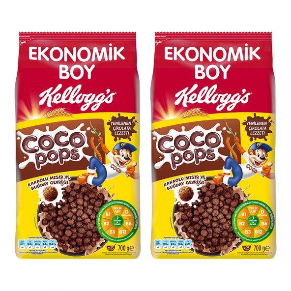 Kellogg's Coco Pops Kakaolu Mısır ve Buğday Gevreği 700 gr x 2 Adet ürün görseli 1