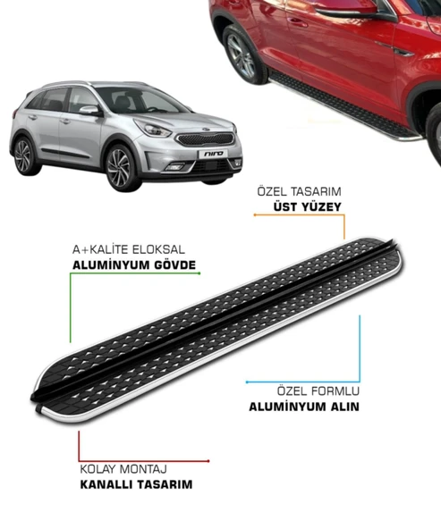 KIA NIRO UYUMLU 2017 2018 2019 2020 2021 2022 2023 ARACA ÖZEL YAN BASAMAK ürün görseli 1