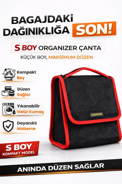Oto Bagaj Organizer Bagaj Çantası S Boy Kaymaz Cırt Bantlı Velur Kompakt Düzenleyici - Y1 ürün görseli 1