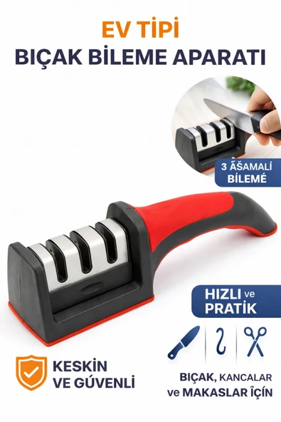 Ev Tipi 3 Kademeli Profesyonel Bıçak Bileme Aparatı Kaymaz Paslanmaz Çelik Bıçak Keskinleştirici ürün görseli 1