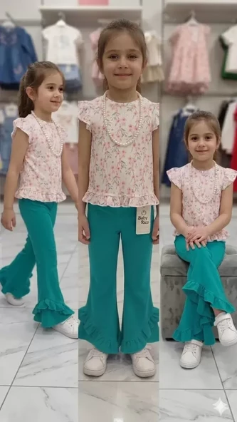 6-7-8 Yaş Kolyeli Full Likra Çocuk Takımı ürün görseli 1