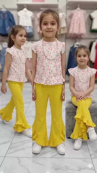 6-7-8 Yaş Kolyeli Full Likra Çocuk Takımı ürün görseli 1