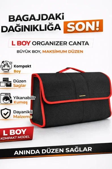 Oto Bagaj Organizer Bagaj Çantası L Boy Kaymaz Cırt Bantlı Velur Kompakt Düzenleyici - Y1 ürün görseli 1