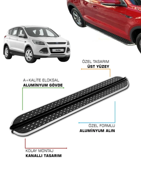 FORD KUGA UYUMLU 2013 2014 2015 2016 2017 2018 2019 ARACA ÖZEL YAN BASAMAK ürün görseli 1