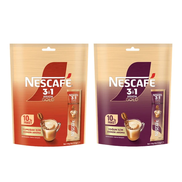 Nescafe Gold 3in1 Yumuşak ve Yoğun İçim 10 lu 2 li Set ürün görseli 1