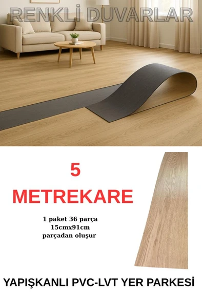 NWYP03 Naturel Bej Yapışkanlı Sudan Etkilenmeyen Ahşap PVC Yer Döşeme Parkesi ürün görseli 1