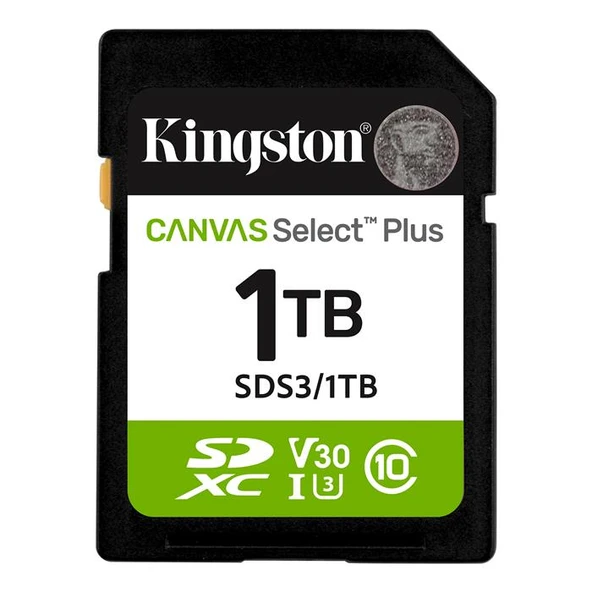 Kingston SDS3/1TB 1TB SDXC Canvas Select Plus Gen3 150MB-s C10 UHS-I U3 V30 Hafıza Kartı ürün görseli 1