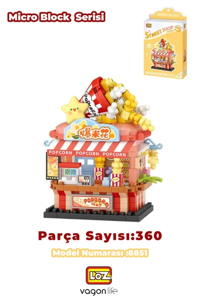 Loz Micro Block Serisi Popcorn Dükkanı 360 Parça Dekoratif Oyuncak Yapım Seti Yapı Blok FFLZ-8851 ürün görseli 1