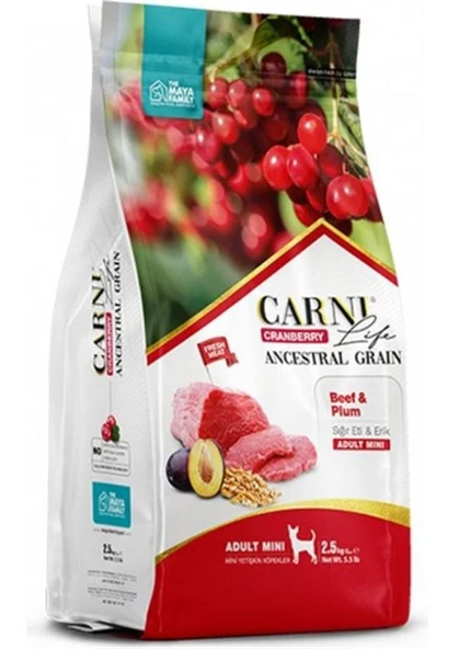 Carni Life Dana Etli Ve Erikli Mini Irk Yetişkin Köpek Maması 2.5 Kg ürün görseli 1