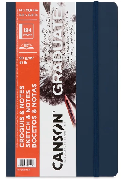 Canson Graduate Sert Kapaklı Eskiz Defteri 90gr  14x21,6 184 Sayfa / 92 Yaprak - Lacivert ürün görseli 1