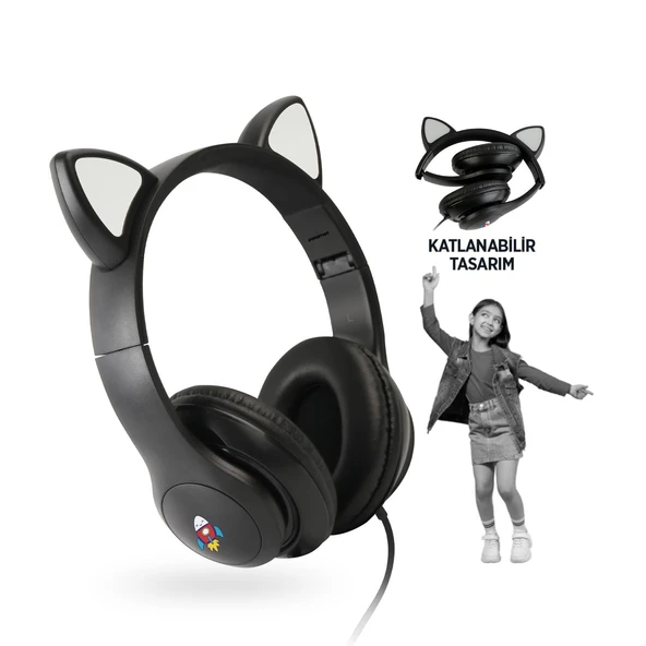 Polosmart FS113 Kablolu Mikrofonlu Stereo Kulak Üstü Kulaklık Siyah ürün görseli 1