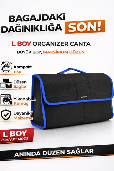 Oto Bagaj Organizer Bagaj Çantası L Boy Kaymaz Cırt Bantlı Velur Kompakt Düzenleyici - Y2 ürün görseli 1