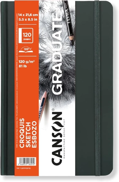 Canson Graduate Sert Kapaklı Çizim Defteri 120gr 14X21,6 120 Sayfa / 60 Yaprak ürün görseli 1