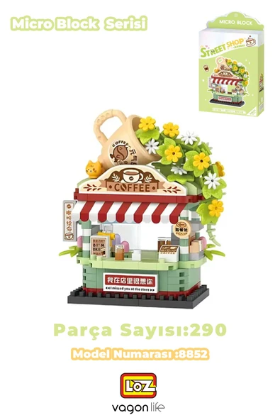 Loz Micro Block Serisi Kahve Dükkanı 290 Parça Dekoratif Oyuncak Yapım Seti Yapı Blok FFLZ-8852 ürün görseli 1