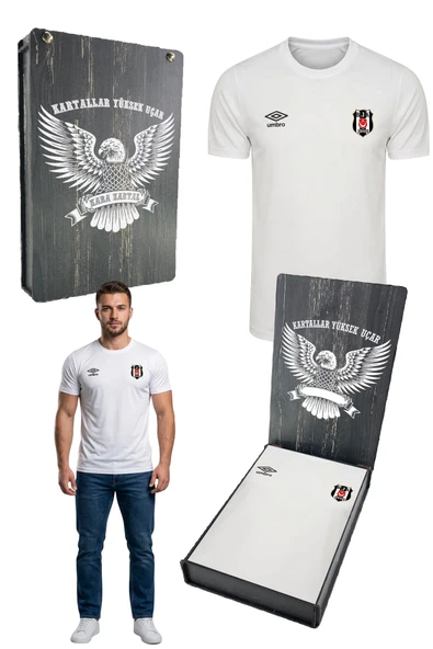 Beşiktaş Umbro Beşiktaş Antrenman Beyaz  Pamuklu T-Shirt  LAZER KUTU HEDİYELİ ürün görseli 1