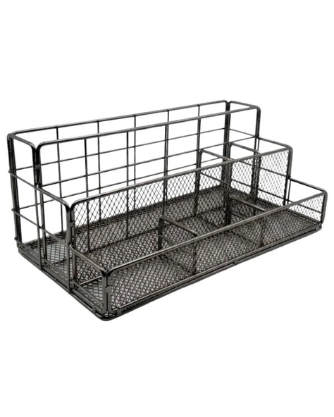 Temel Nikel Metal Mesh Masaüstü Organizer Çok Bölmeli 27x14x11 cm 9515B ürün görseli 1