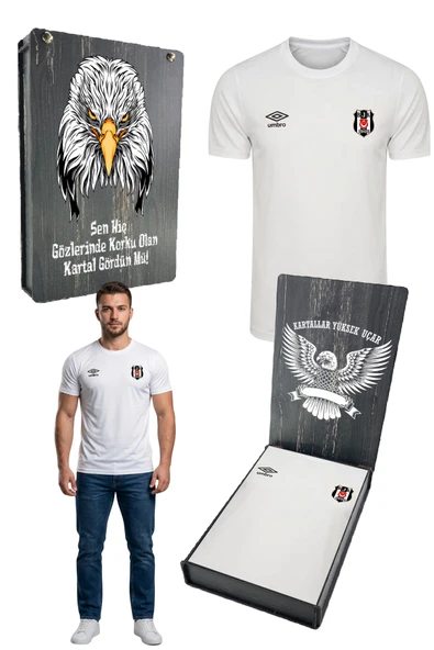 Beşiktaş Umbro Beşiktaş Antrenman Beyaz  Pamuklu T-Shirt  UV KUTU HEDİYELİ ürün görseli 1