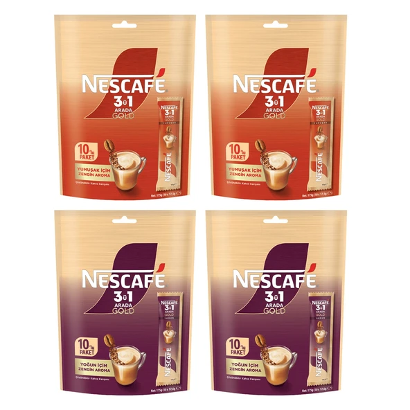 Nescafe Gold 3in1 Yumuşak ve Yoğun İçim 10 lu 4 lü Set ürün görseli 1