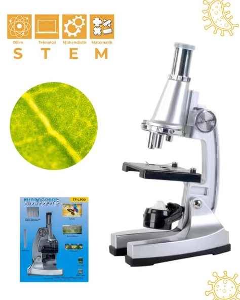 Temel 900X 29 Parça Mikroskop Seti 100X 400X 900X Eğitici Bilim Kiti ürün görseli 1
